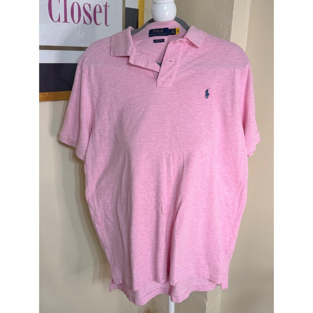 Polo Ralph Lauren Mens Classic Fit Short Sleeve Polo Shirt Pink Heather Large